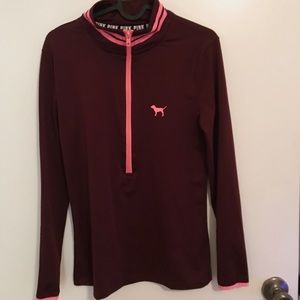 Pink workout top with zipper